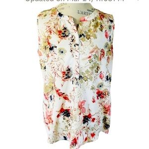 🧚Van Heusen Polyester Cream and Floral Tank Top L